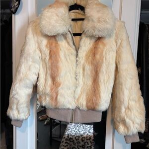 American Vintage Cream and Tan Bomber Jacket